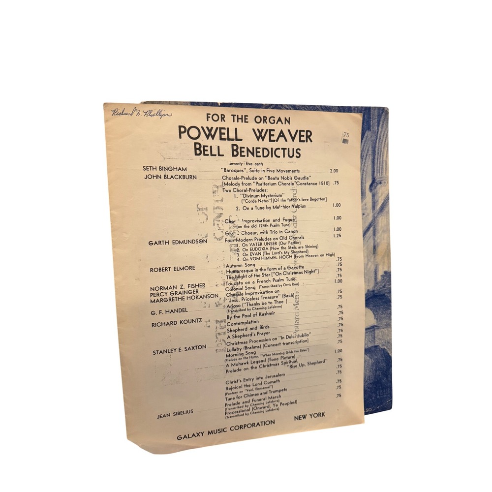 Powell Weaver Bell Benedictus Vintage Organ Sheet Music Galaxy Music Corp NY